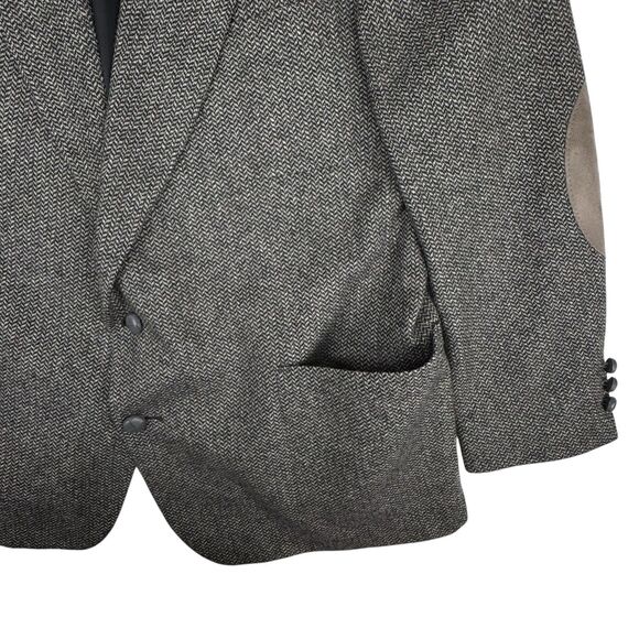 VTG Hunt Valley Mens 48R Wool Herringbone Tweed Blazer Elbow Patch Sport Coat - Picture 6 of 16